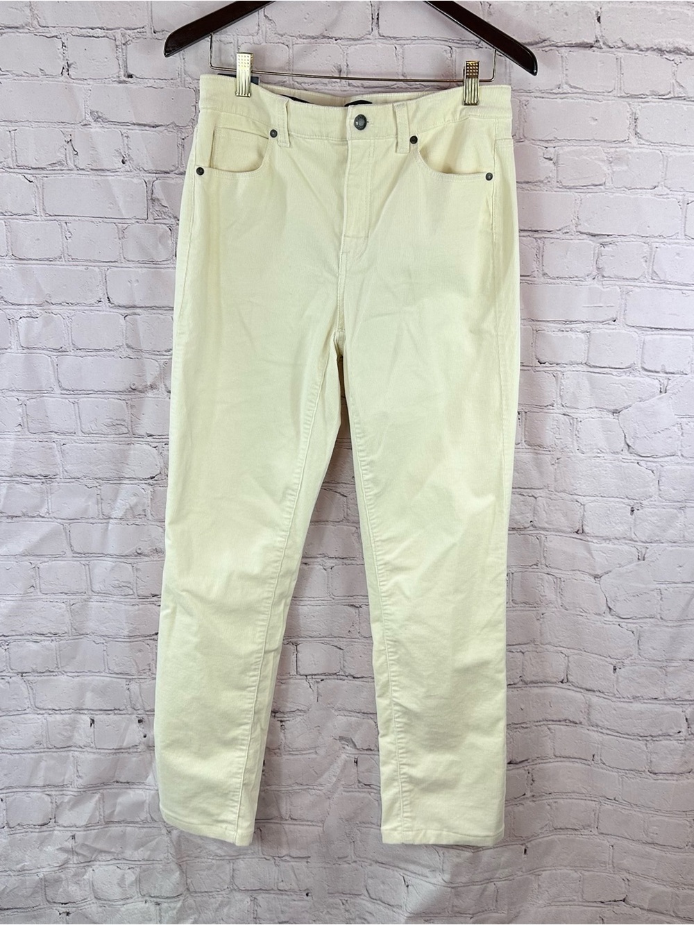 NWT Talbots Corduroy Straight Leg Pant women 4 high waist slimming neutral